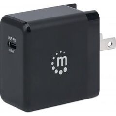 MANHATTAN GaN Power Delivery USB-Ladegeraet USB-Netzteil USB-C PD-Port bis 65W auswechselbare Stecker fuer EU, UK und US