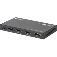 MANHATTAN 4K60Hz 3-Port HDMI-Switch Zum Umschalten zwischen drei HDMI-Eing�ngen auf einem HDMI-Ausgang 3x1 18G IR Fernbedienung