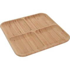 Excellent Houseware Talerz drewniany BAMBUSOWY dzielony kwadratowy taca patera 30x30 cm