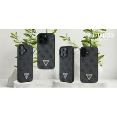 Guess Guess GUHCP16XP4TDPK iPhone 16 Pro Max 6.9" czarny/black hardcase Leather 4G Triangle Strass MagSafe
