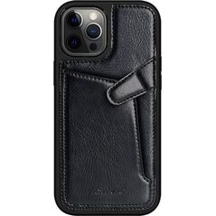 Nillkin Nillkin Aoge Leather Case elastyczne pancerne etui z prawdziwej skóry z kieszonką iPhone 12 mini czarny
