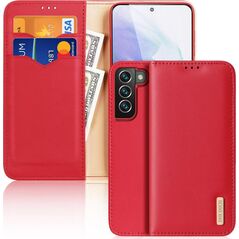 Dux Ducis Dux Ducis Hivo skórzane etui z klapką pokrowiec ze skóry naturalnej portfel na karty i dokumenty Samsung Galaxy S22+ (S22 Plus) czerwony