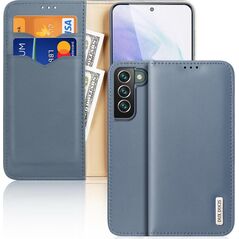 Dux Ducis Dux Ducis Hivo skórzane etui z klapką pokrowiec ze skóry naturalnej portfel na karty i dokumenty Samsung Galaxy S22+ (S22 Plus) niebieski