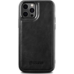 iCarer iCarer Leather Oil Wax etui pokryte naturalną skórą do iPhone 12 Pro Max czarny (ALI1206-BK)