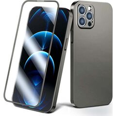 Joyroom Joyroom 360 Full Case etui pokrowiec do iPhone 13 Pro Max obudowa na tył i przód + szkło hartowane szary (JR-BP928 tarnish)