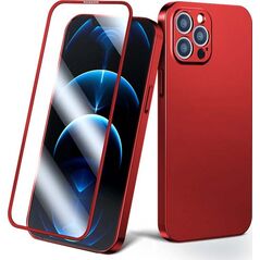 Joyroom Joyroom 360 Full Case etui pokrowiec do iPhone 13 Pro Max obudowa na tył i przód + szkło hartowane czerwony (JR-BP928 red)