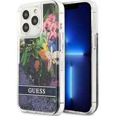 Guess Guess GUHCP13XLFLSB iPhone 13 Pro Max 6,7" niebieski/blue hardcase Flower Liquid Glitter