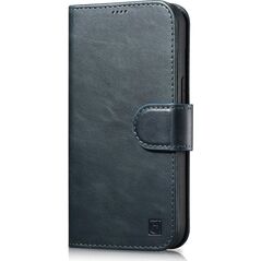 iCarer iCarer Oil Wax Wallet Case 2in1 etui iPhone 14 Pro skórzany pokrowiec z klapką Anti-RFID niebieski (WMI14220722-BU)