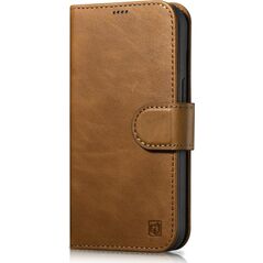 iCarer iCarer Oil Wax Wallet Case 2in1 etui iPhone 14 Pro Max skórzany pokrowiec z klapką Anti-RFID brązowy (WMI14220724-TN)