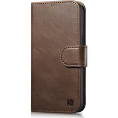 iCarer iCarer Oil Wax Wallet Case 2in1 etui iPhone 14 skórzany pokrowiec z klapką Anti-RFID brązowy (WMI14220721-BN)