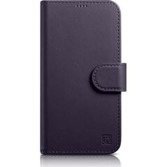 iCarer iCarer Wallet Case 2in1 etui iPhone 14 Plus skórzany pokrowiec z klapką Anti-RFID ciemnofioletowy (WMI14220727-DP)