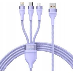 Kabel USB Baseus USB-A - USB-C + microUSB + Lightning 1.2 m Fioletowy (CASS040005)
