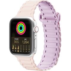 Dux Ducis Dux Ducis Strap (Armor Version) pasek Apple Watch Ultra, SE, 8, 7, 6, 5, 4, 3, 2, 1 (49, 45, 44, 42  mm) silikonowa magnetyczna opaska bransoleta różowo-fioletowy