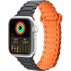 Dux Ducis Dux Ducis Strap (Armor Version) pasek Apple Watch SE, 8, 7, 6, 5, 4, 3, 2, 1 (41, 40, 38 mm) silikonowa magnetyczna opaska bransoleta czarno-pomarańczowy