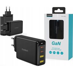 Ładowarka Choetech Choetech ładowarka GaN 140W 4 porty (2x USB C, 2x USB) czarna (PD6005)
