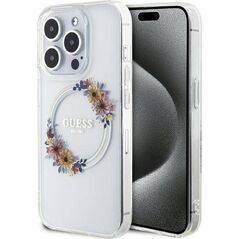 Guess GUESS GUHMP15XHFWFCT IPHONE 15 PRO MAX 6.7" TRANSPARENT HARDCASE IML FLOWERS WREATCH MAGSAFE standard
