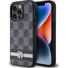 DKNY DKNY DKHCP14LPCPTSSK iPhone 14 Pro 6.1" czarny/black hardcase Leather Checkered Mono Pattern & Printed Stripes