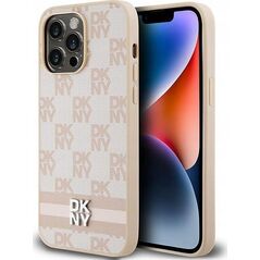 DKNY DKNY DKHCP14XPCPTSSP iPhone 14 Pro Max 6.7" różowy/pink hardcase Leather Checkered Mono Pattern & Printed Stripes