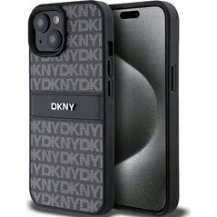 DKNY DKNY DKHCP15MPRTHSLK iPhone 15 Plus / 14 Plus 6.7" czarny/black hardcase Leather Mono Stripe & Metal Logo