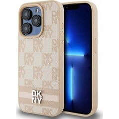 DKNY DKNY DKHCP15XPCPTSSP iPhone 15 Pro Max 6.7" różowy/pink hardcase Leather Checkered Mono Pattern & Printed Stripes