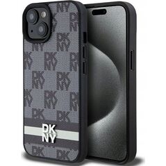 DKNY DKNY DKHCP15SPCPTSSK iPhone 15 / 14 / 13 6.1" czarny/black hardcase Leather Checkered Mono Pattern & Printed Stripes