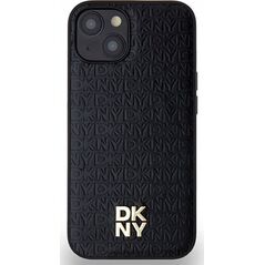 DKNY DKNY DKHMP14SPSHRPSK iPhone 14 / 15 / 13 czarny/black hardcase Leather Monogram Pattern Metal Logo MagSafe
