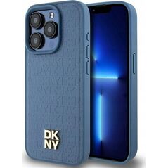 DKNY DKNY DKHMP15LPSHRPSB iPhone 15 Pro 6.1" niebieski/blue hardcase Leather Monogram Pattern Metal Logo MagSafe