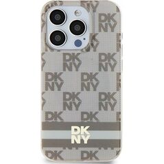 DKNY DKNY DKHMP15SHCPTSE iPhone 15 / 14 / 13 6.1" beżowy/beige hardcase IML Checkered Mono Pattern & Printed Stripes MagSafe