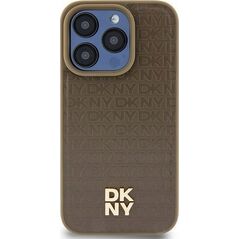 DKNY DKNY DKHMP15MPSHRPSW iPhone 15 Plus / 14 Plus 6.7" brązowy/brown hardcase Leather Pattern Metal Logo MagSafe