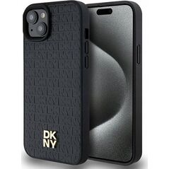 DKNY DKNY DKHMP15MPSHRPSK iPhone 15 Plus / 14 Plus 6.7" czarny/black hardcase Leather Monogram Pattern Metal Logo MagSafe