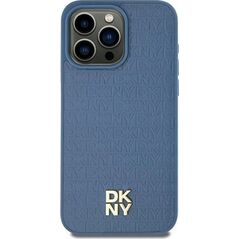 DKNY DKNY DKHMP15SPSHRPSB iPhone 15 / 14 / 13 6.1" niebieski/blue hardcase Leather Pattern Metal Logo MagSafe