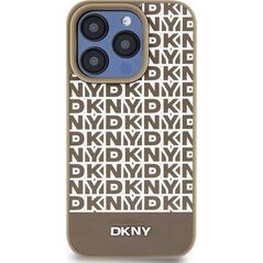 DKNY DKNY DKHMP15SPSOSPW iPhone 15 / 14 / 13 6.1" brązowy/brown hardcase Leather Printed Pattern Metal Logo MagSafe