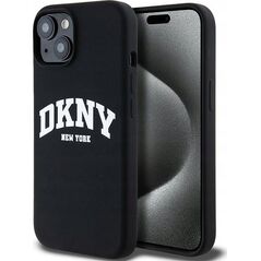 DKNY DKNY Liquid Silicone White Printed Logo MagSafe - Etui iPhone 15 / 14 / 13 (czarny)
