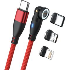 Καλώδιο USB Realpower RealPower Μαγνητικό καλώδιο 100 Watt,1m,κόκκινο με προσαρμογείς