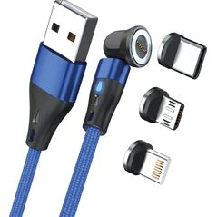 Καλώδιο USB Realpower RealPower Μαγνητικό καλώδιο 3 Amp,2m,μπλε με αντάπτορες