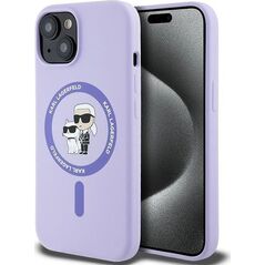 Karl Lagerfeld Karl Lagerfeld KLHMP15SSCMKCRHU iPhone 15 6.1" fioletowy/purple hardcase Silicone KC Heads Ring MagSafe