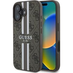 Guess Guess GUHMP16MP4RPSW iPhone 16 Plus 6.7" brązowy/brown hardcase 4G Printed Stripes MagSafe