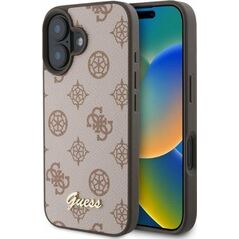 Guess Guess GUHMP16SPGPYSW iPhone 16 6.1" brązowy/brown hardcase Peony Script MagSafe