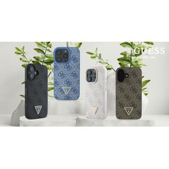 Guess Guess GUHCP16SP4TDPB iPhone 16 6.1" niebieski/blue hardcase Leather 4G Triangle Strass MagSafe