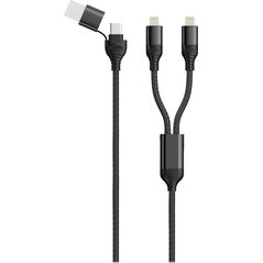 2GO 2GO USB / Type C Καλώδιο Φόρτισης DUO 2x Lightning Nylon 1,5m μαύρο