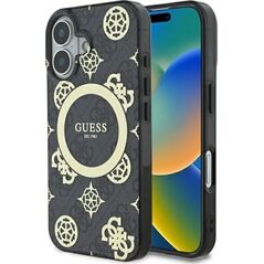 Guess Guess GUHMP16SH4PYEEK iPhone 16 6.1" czarny/black hardcase IML Peony On 4G Background MagSafe