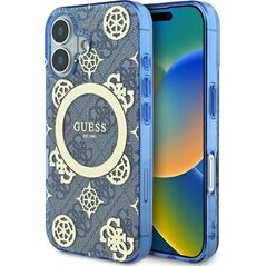Guess Guess GUHMP16SH4PYEEB iPhone 16 6.1" niebieski/blue hardcase IML Peony On 4G Background MagSafe