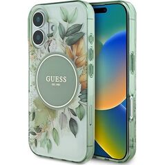 Guess Guess GUHMP16SHFWBDCEN iPhone 16 6.1" zielony/green hardcase IML Flower & Tonal Circle MagSafe