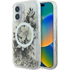 Guess Guess GUHMP16SLFMWTE iPhone 16 6.1" beżowy/beige hardcase Liquid Glitter Flower MagSafe