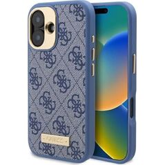 Guess Guess GUHMP16SU4GPRB iPhone 16 6.1" niebieski/blue hardcase 4G Logo Plate MagSafe