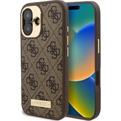 Guess Guess GUHMP16SU4GPRW iPhone 16 6.1" brązowy/brown hardcase 4G Logo Plate MagSafe
