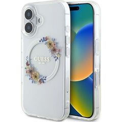 Guess Guess GUHMP16MHFWFCT iPhone 16 Plus 6.7" przeźroczysty/transparent hardcase IML Flowers Wreath MagSafe