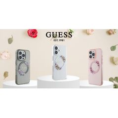 Guess Guess GUHMP16SHFWFCP iPhone 16 6.1" różowy/pink hardcase IML Flowers Wreath MagSafe