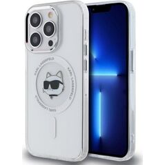Karl Lagerfeld Karl Lagerfeld KLHMP13LHLSCHH iPhone 13   Pro 6.1" biały/white hardcase IML Metal Choupette Head MagSafe