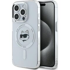 Karl Lagerfeld Karl Lagerfeld KLHMP15LHLSCHH iPhone 15   Pro 6.1" biały/white hardcase IML Metal Choupette Head MagSafe